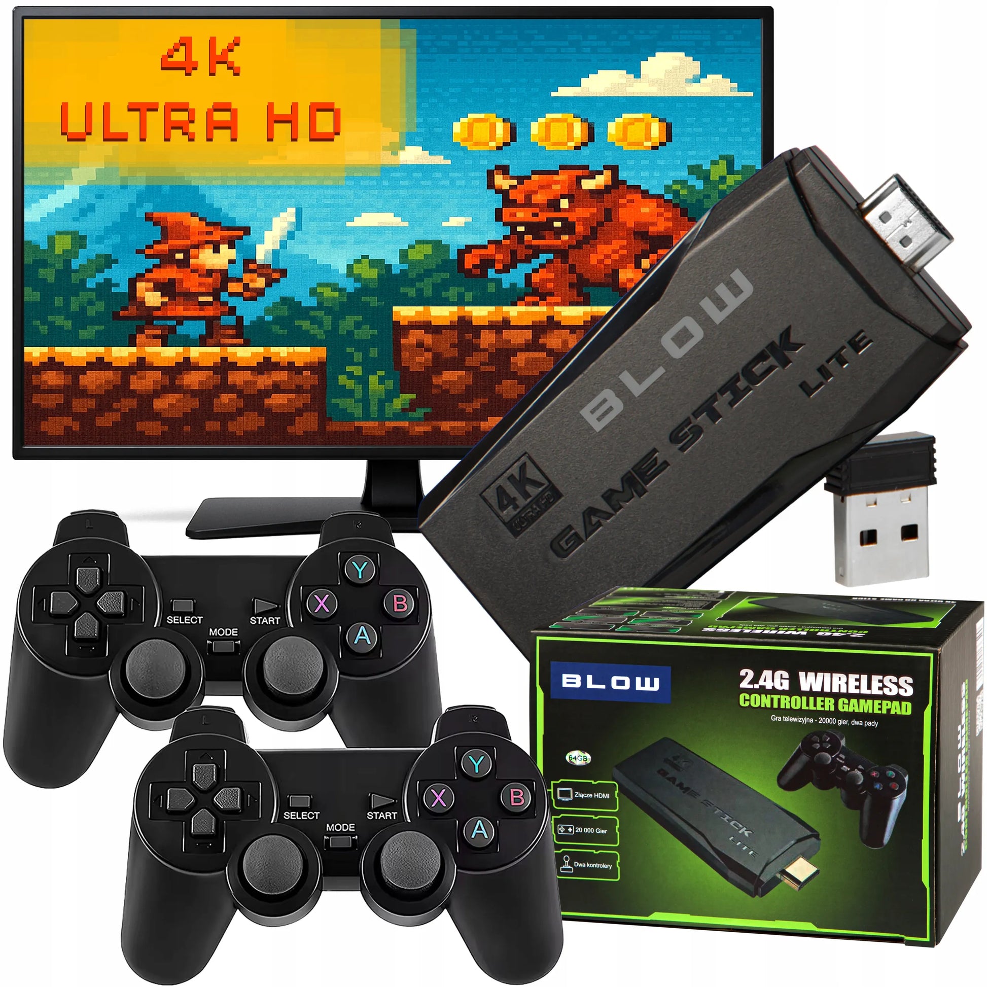 TV žaidimų konsolė MINI RETRO HDMI belaidė 2xPAD 22073 žaidimai