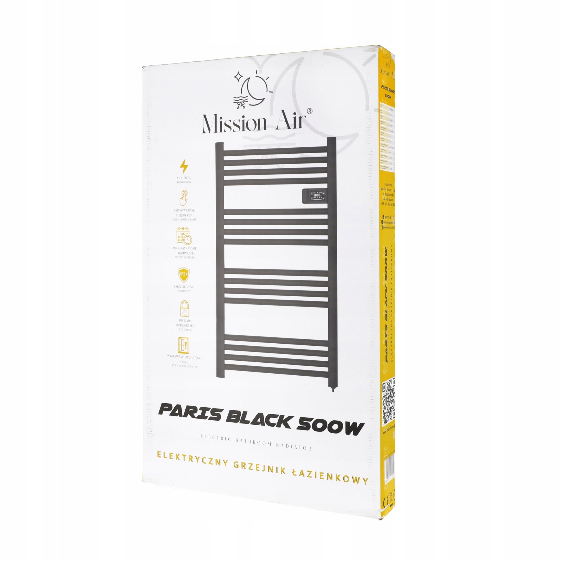 ELEKTRINIS VONIOS GYVATUKAS radiatorius programuojamas termostatas JUODAS 500W