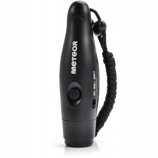 Elektroninis švilpukas METEOR, 125dB didelis garsumas, su raišteliu, juodas