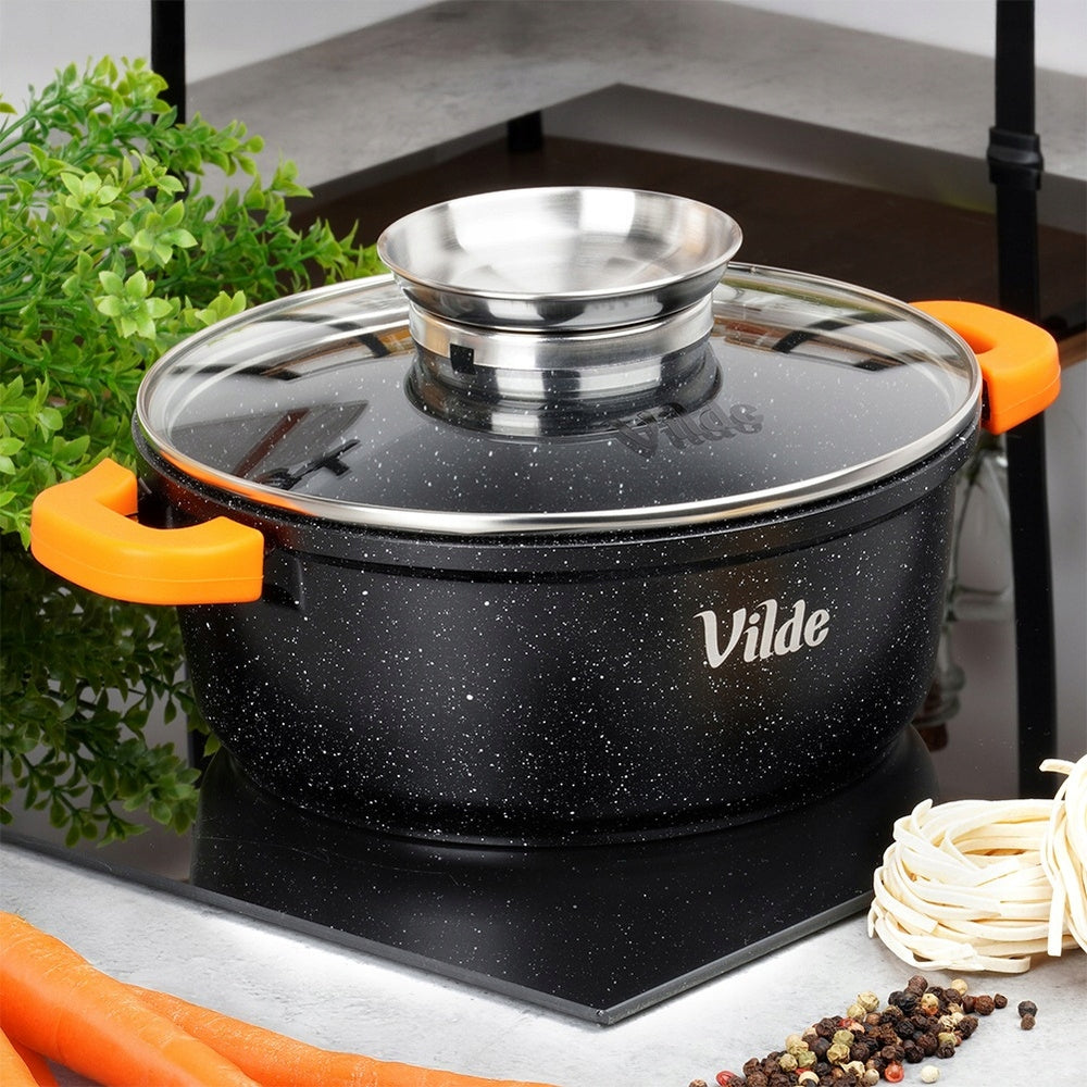 Granitinis puodas su dangčiu, skirtas virti, troškinti, kepti 20 cm 2,1L