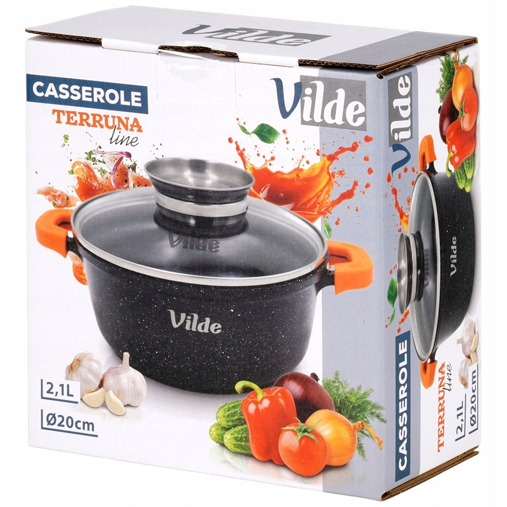 Granitinis puodas su dangčiu, skirtas virti, troškinti, kepti 20 cm 2,1L