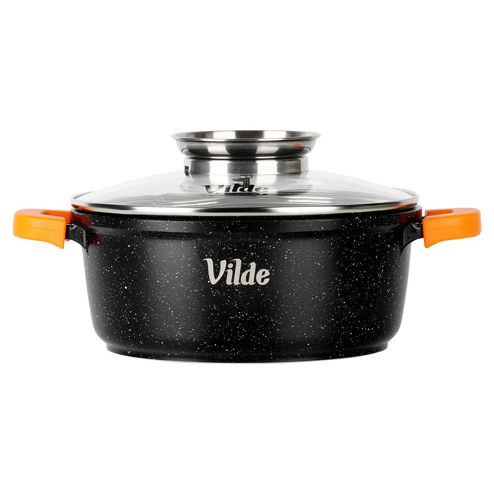 Granitinis puodas su dangčiu, skirtas virti, troškinti, kepti 20 cm 2,1L