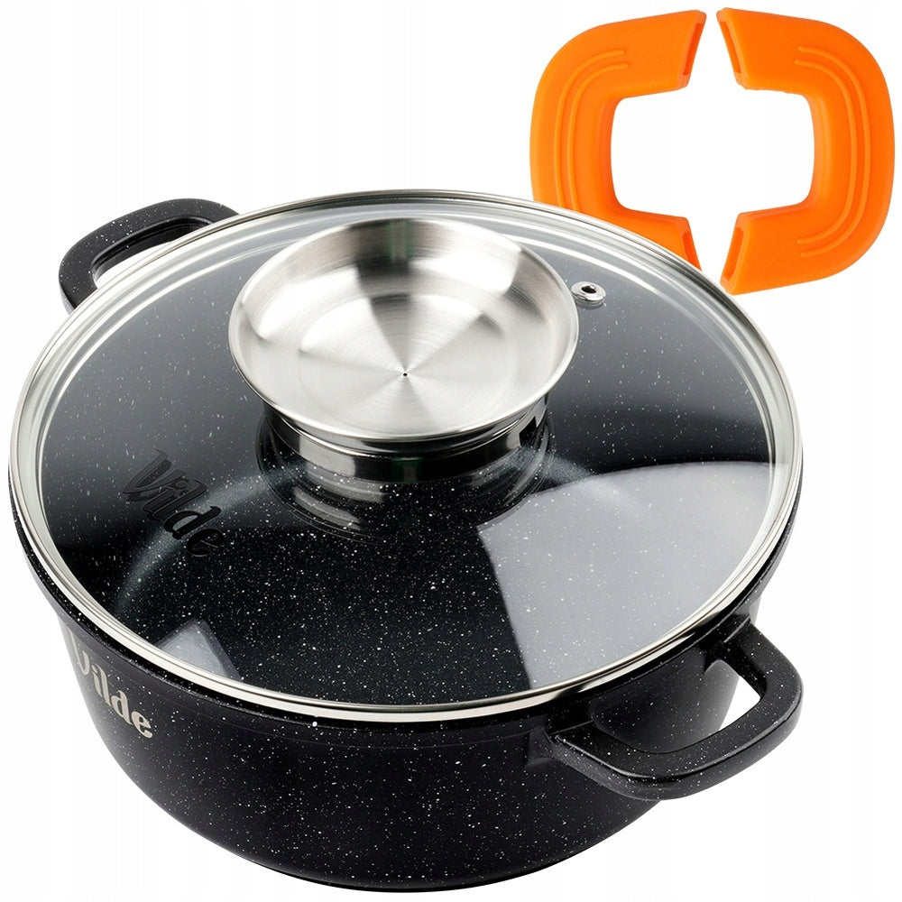 Granitinis puodas su dangčiu, skirtas virti, troškinti, kepti 20 cm 2,1L
