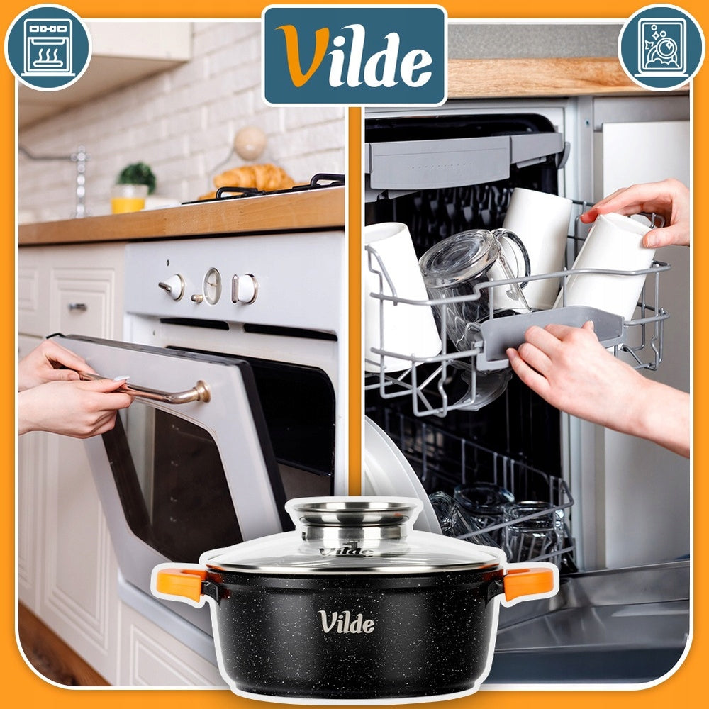 Granitinis puodas su dangčiu, skirtas virti, troškinti, kepti 20 cm 2,1L