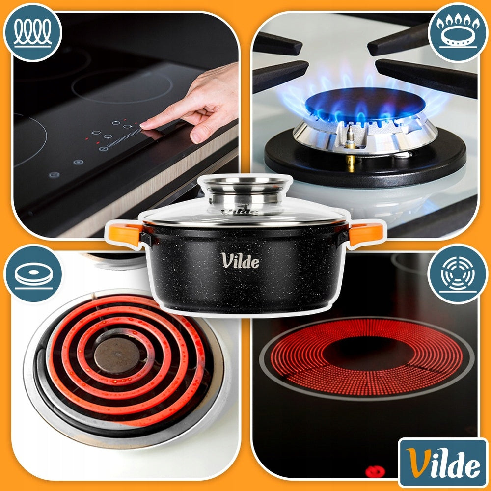 Granitinis puodas su dangčiu, skirtas virti, troškinti, kepti 20 cm 2,1L