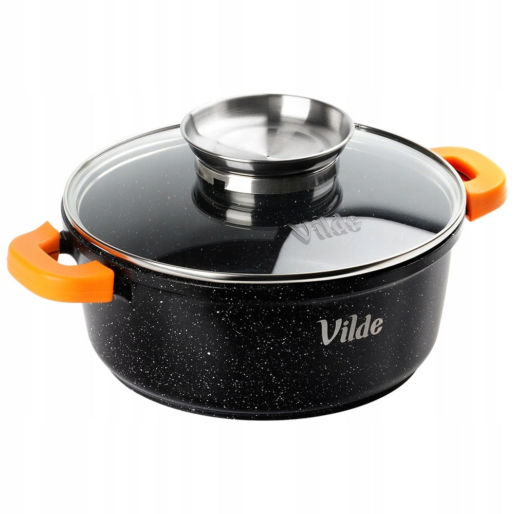 Granitinis puodas su dangčiu, skirtas virti, troškinti, kepti 20 cm 2,1L