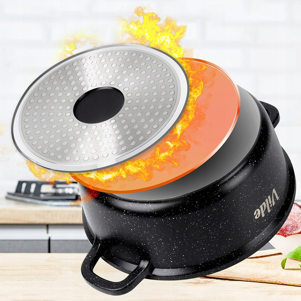 Granitinis puodas su dangčiu, skirtas virti, troškinti, kepti 20 cm 2,1L