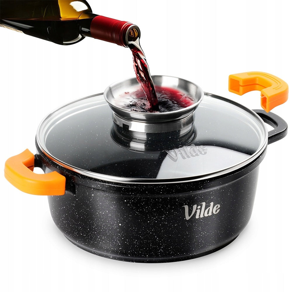 Granitinis puodas su dangčiu, skirtas virti, troškinti, kepti 20 cm 2,1L