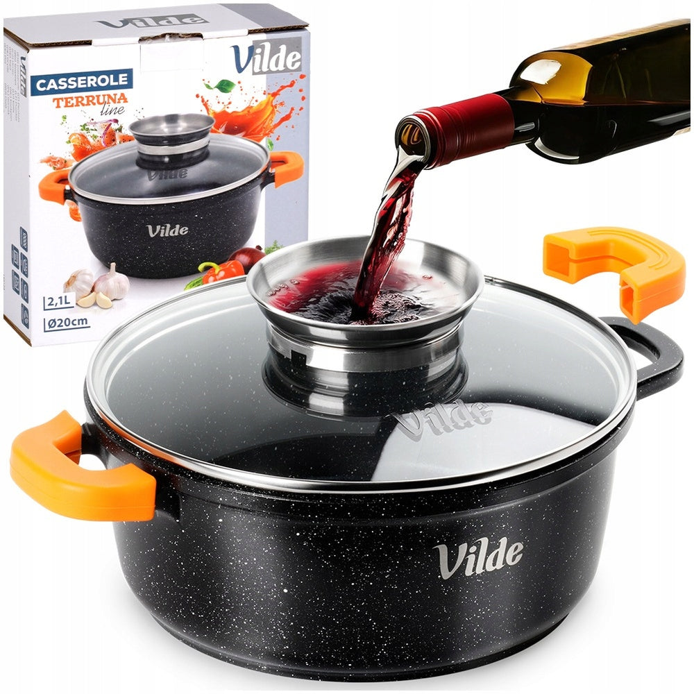 Granitinis puodas su dangčiu, skirtas virti, troškinti, kepti 20 cm 2,1L