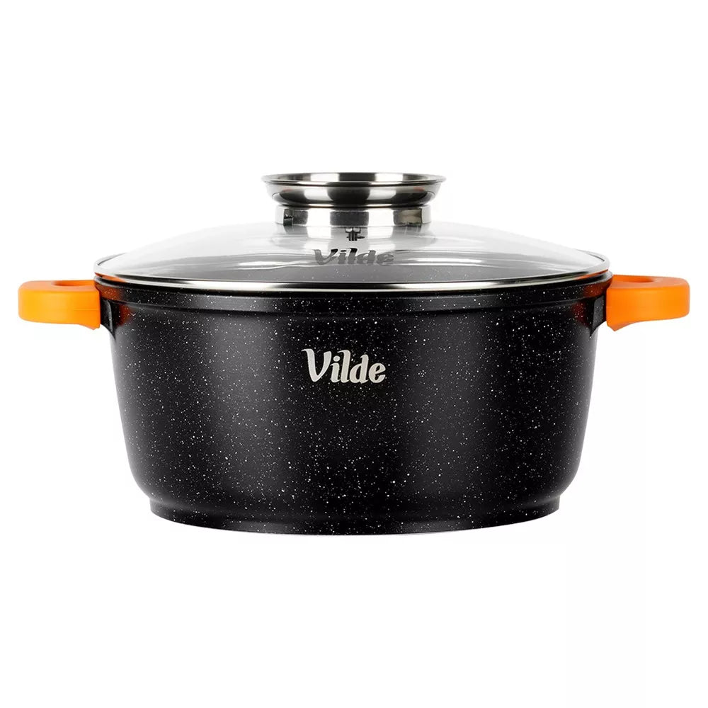 Granito puodas su dangčiu virimui, troškinimui, kepimui 24 cm 4L