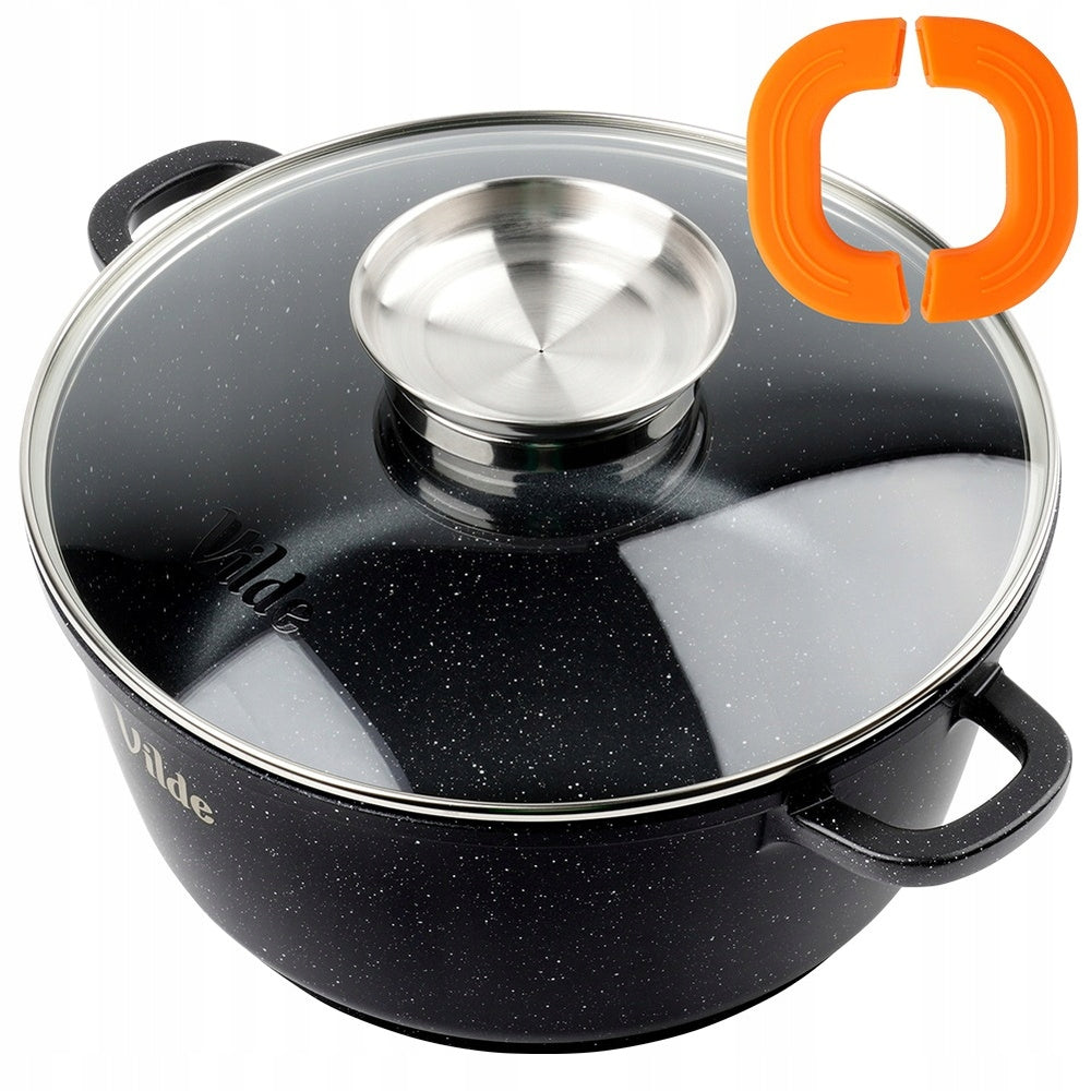 Granito puodas su dangčiu virimui, troškinimui, kepimui 24 cm 4L