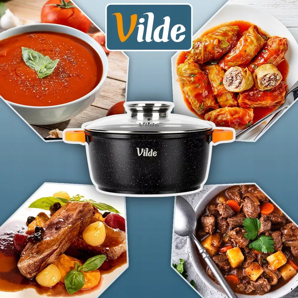 Granito puodas su dangčiu virimui, troškinimui, kepimui 24 cm 4L