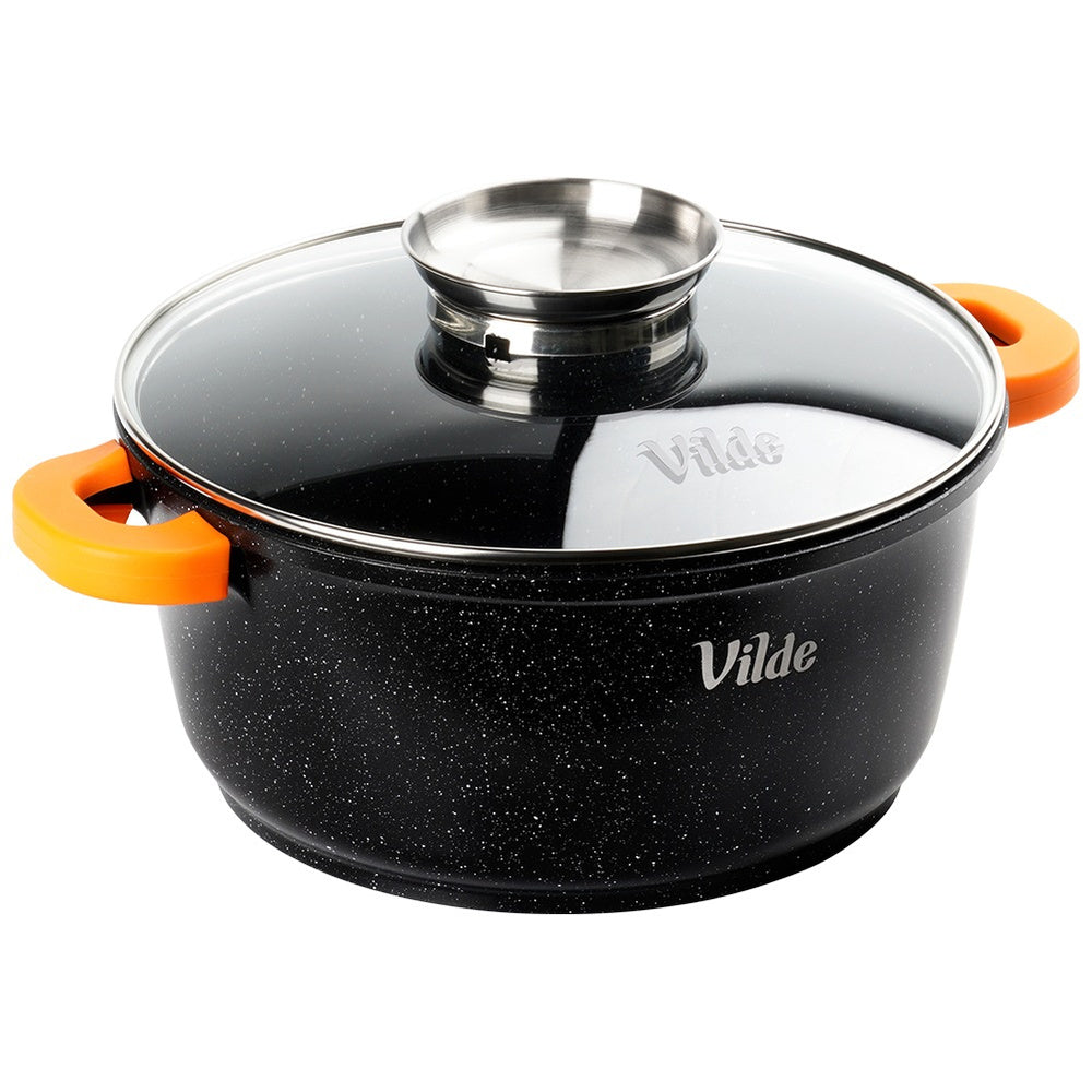 Granito puodas su dangčiu virimui, troškinimui, kepimui 24 cm 4L