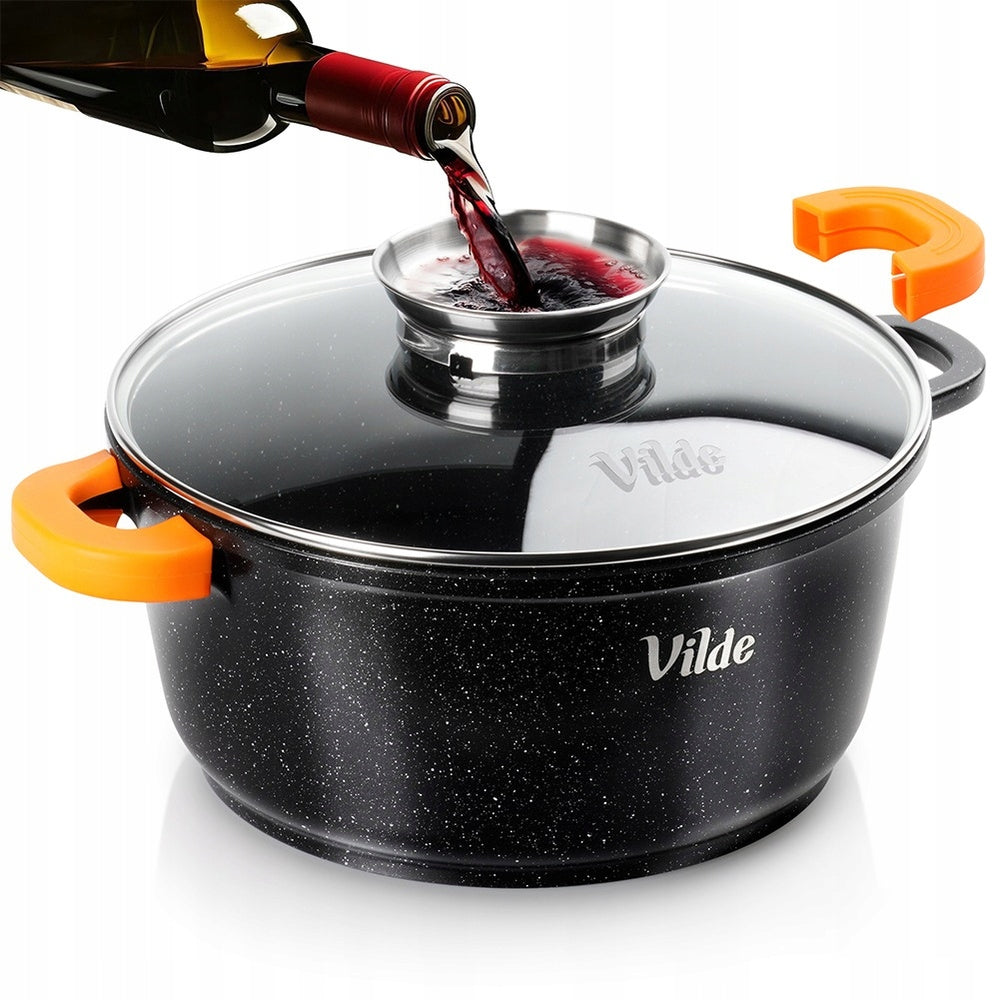 Granito puodas su dangčiu virimui, troškinimui, kepimui 24 cm 4L