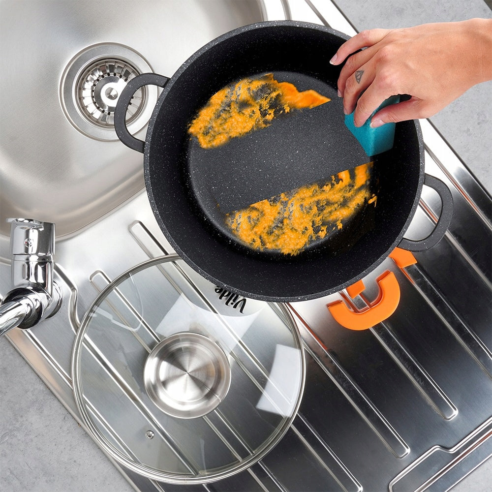 GRANITINIS puodas su dangčiu virimui, troškinimui, kepimui 24 cm 6,7L