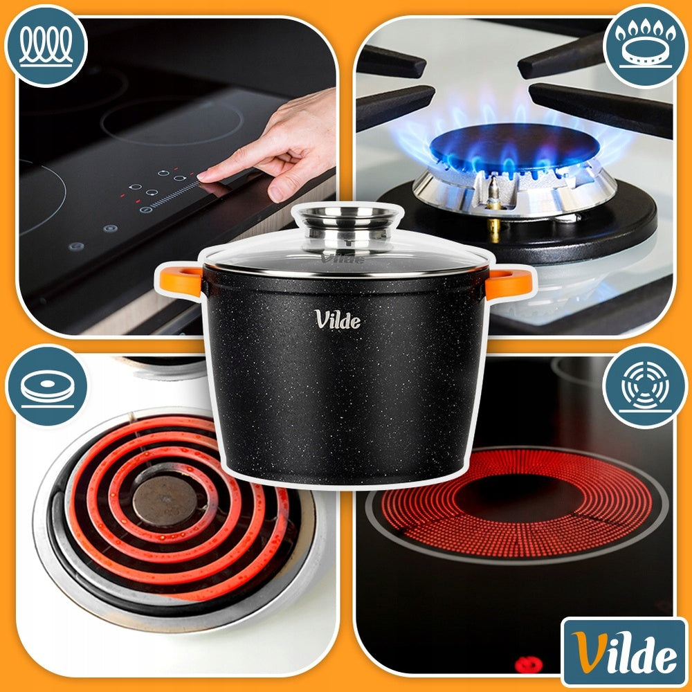 GRANITINIS puodas su dangčiu virimui, troškinimui, kepimui 24 cm 6,7L