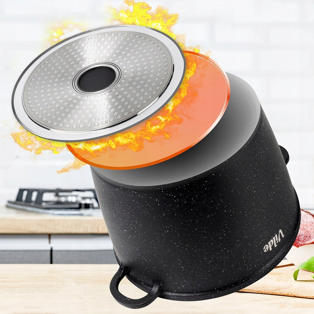 GRANITINIS puodas su dangčiu virimui, troškinimui, kepimui 24 cm 6,7L