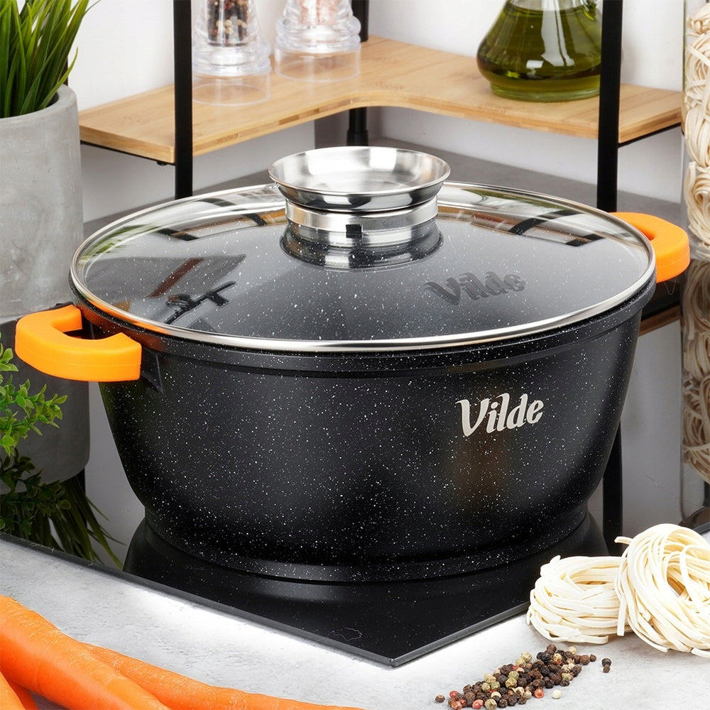 GRANITINIS puodas su dangčiu virimui, troškinimui, kepimui 28 cm 5,8L