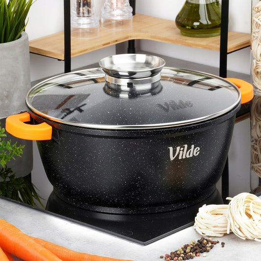 GRANITINIS puodas su dangčiu virimui, troškinimui, kepimui 28 cm 5,8L