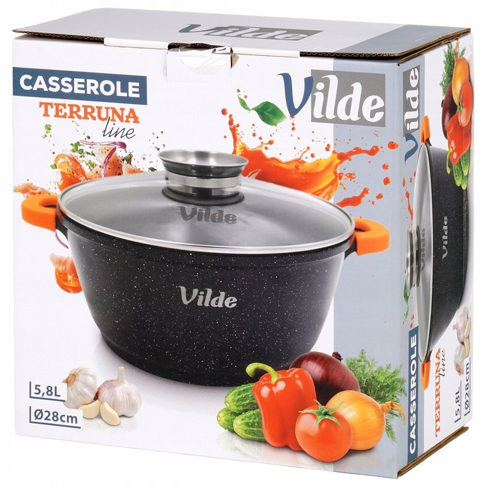 GRANITINIS puodas su dangčiu virimui, troškinimui, kepimui 28 cm 5,8L