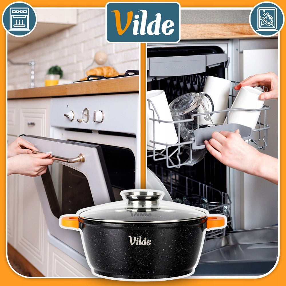 GRANITINIS puodas su dangčiu virimui, troškinimui, kepimui 28 cm 5,8L