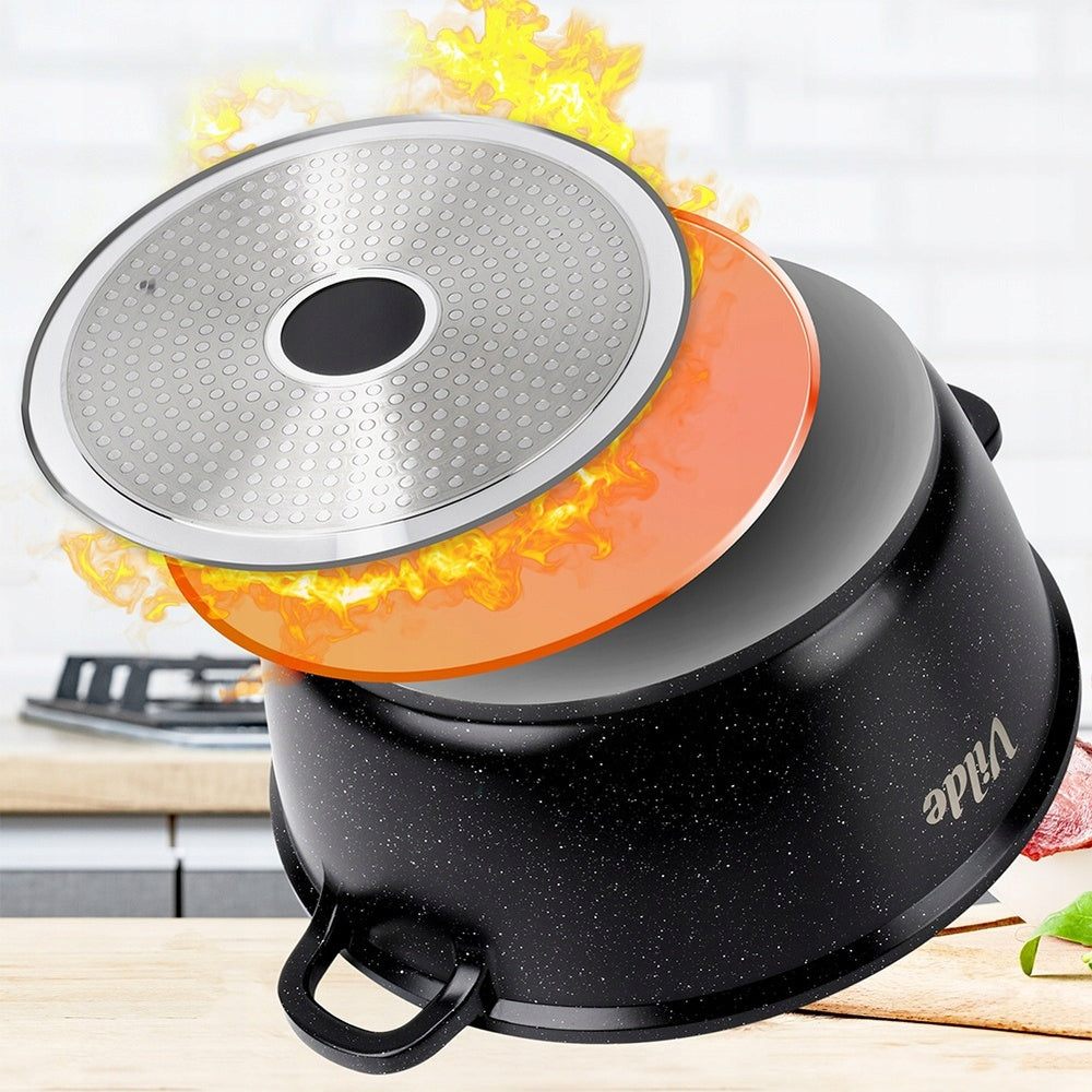 GRANITINIS puodas su dangčiu virimui, troškinimui, kepimui 28 cm 5,8L