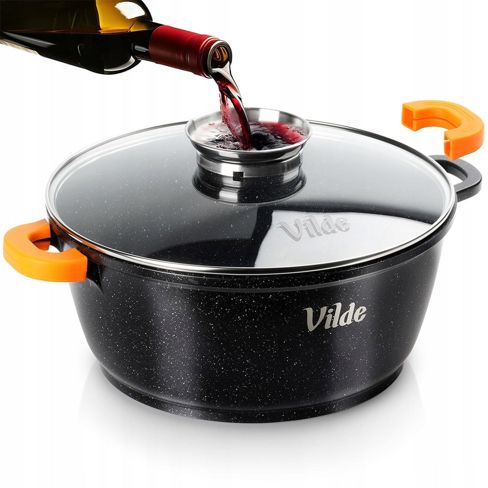 GRANITINIS puodas su dangčiu virimui, troškinimui, kepimui 28 cm 5,8L