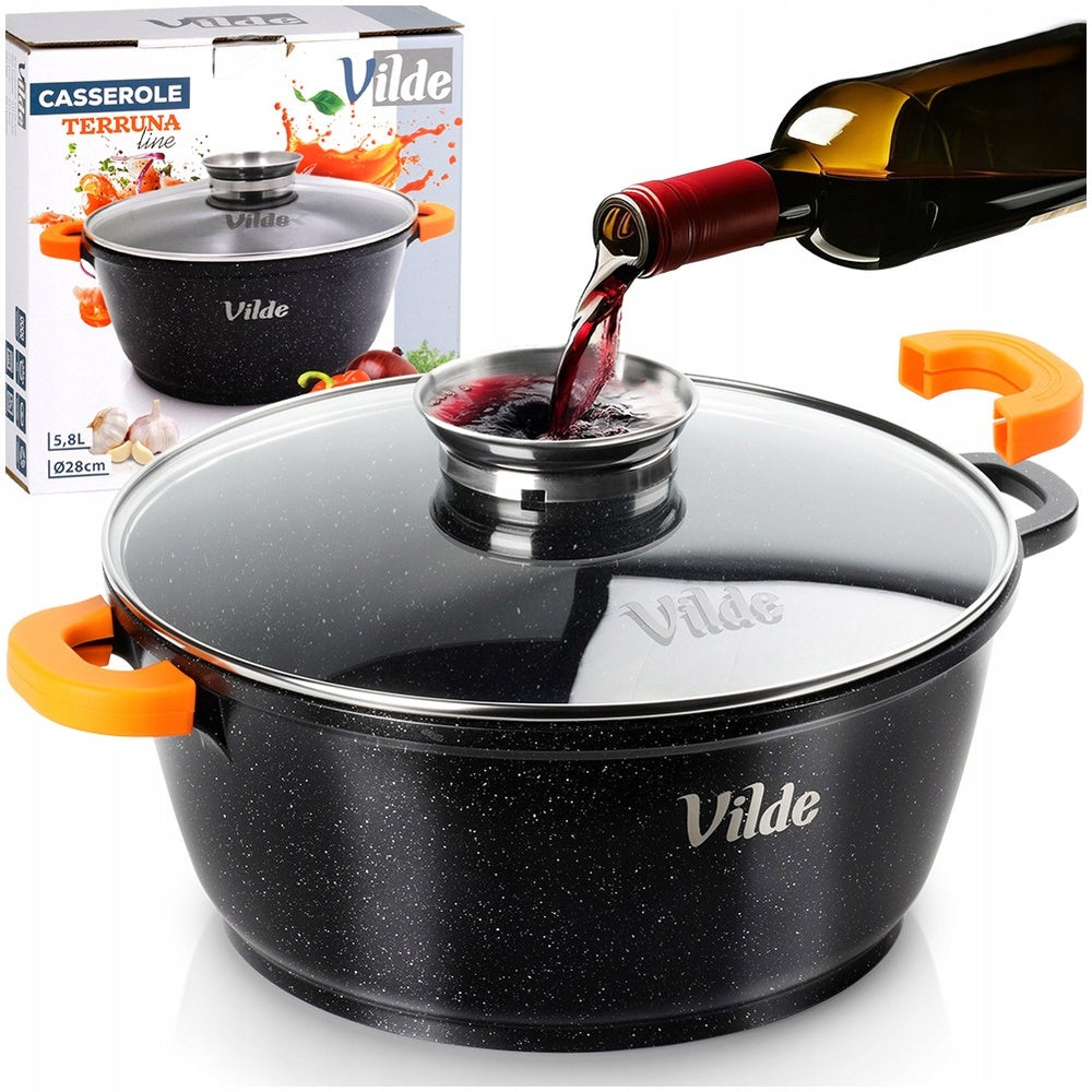 GRANITINIS puodas su dangčiu virimui, troškinimui, kepimui 28 cm 5,8L