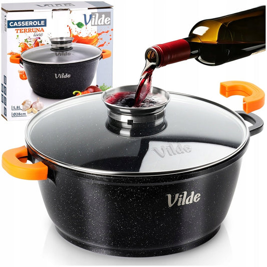 GRANITINIS puodas su dangčiu virimui, troškinimui, kepimui 28 cm 5,8L