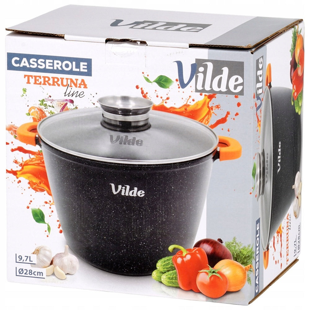 GRANITINIS puodas su dangčiu virimui, troškinimui, kepimui 28 cm 9,7L