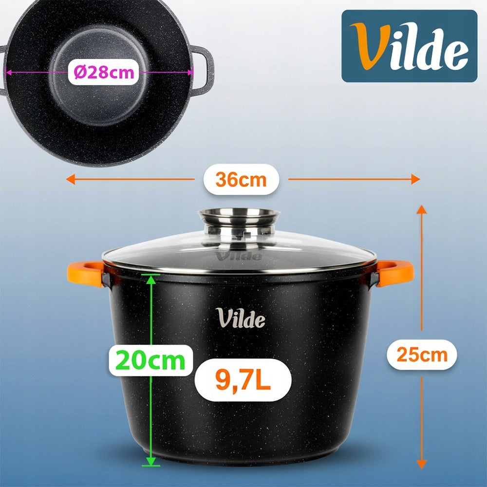 GRANITINIS puodas su dangčiu virimui, troškinimui, kepimui 28 cm 9,7L