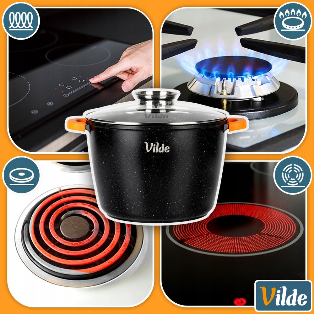 GRANITINIS puodas su dangčiu virimui, troškinimui, kepimui 28 cm 9,7L