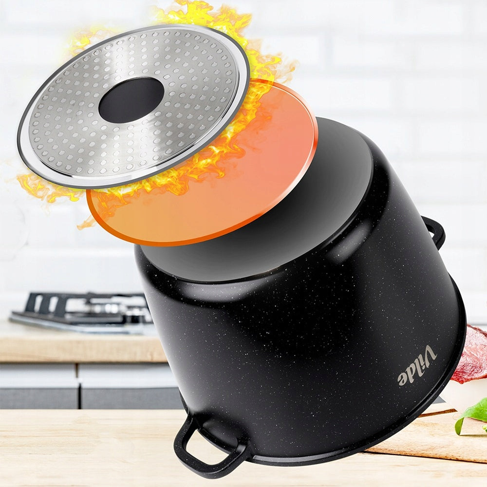 GRANITINIS puodas su dangčiu virimui, troškinimui, kepimui 28 cm 9,7L