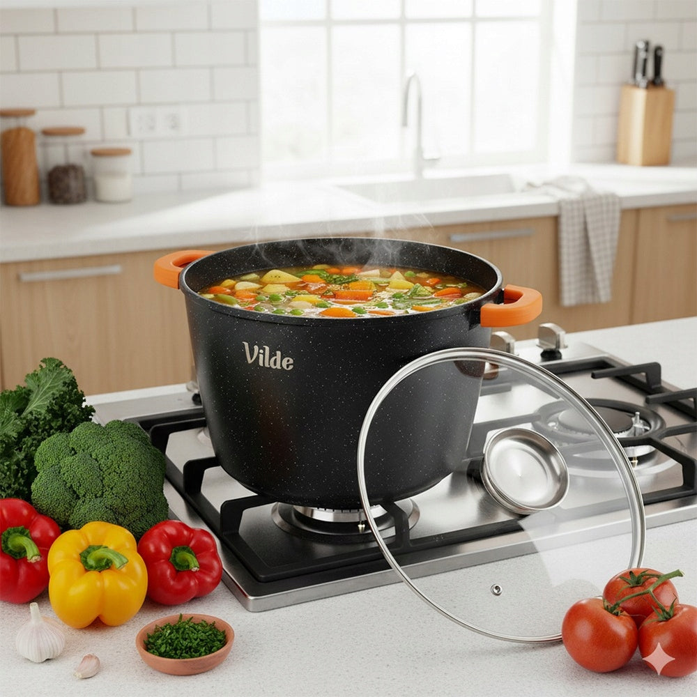 GRANITINIS puodas su dangčiu virimui, troškinimui, kepimui 28 cm 9,7L