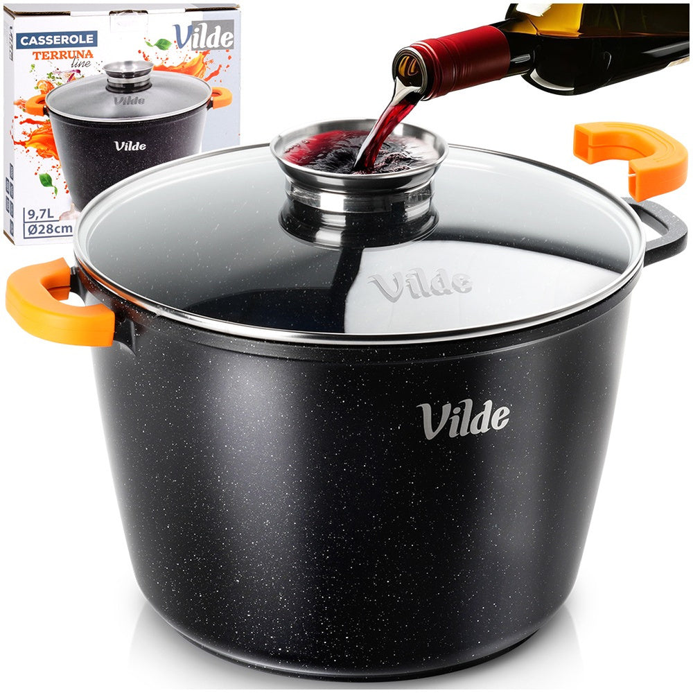 GRANITINIS puodas su dangčiu virimui, troškinimui, kepimui 28 cm 9,7L