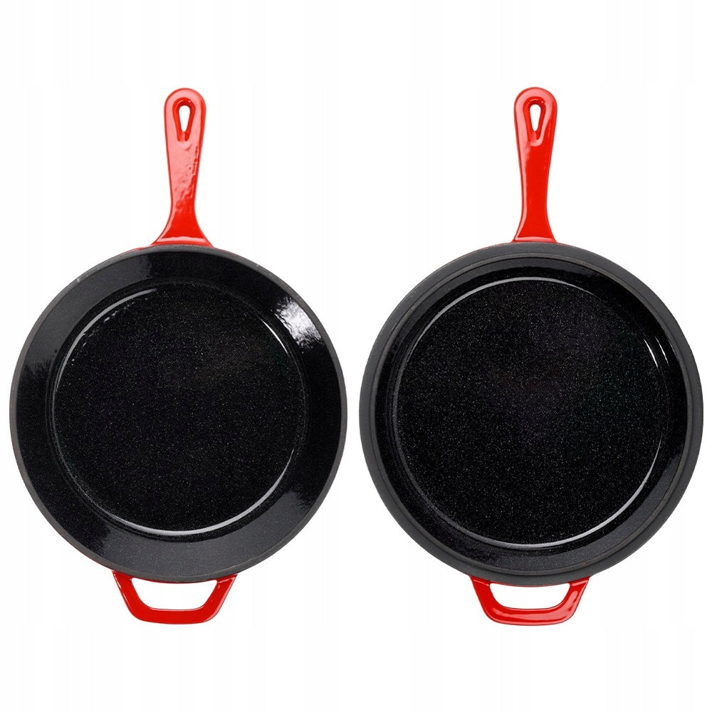 Emaliuotas ketaus puodas, "rondele", troškintuvas, troškintukas, keptuvė, 2in1