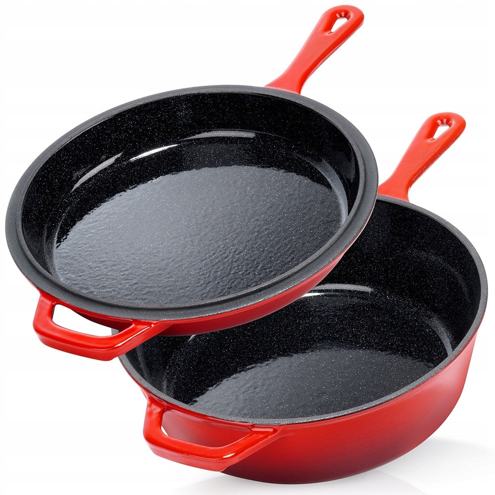 Emaliuotas ketaus puodas, "rondele", troškintuvas, troškintukas, keptuvė, 2in1