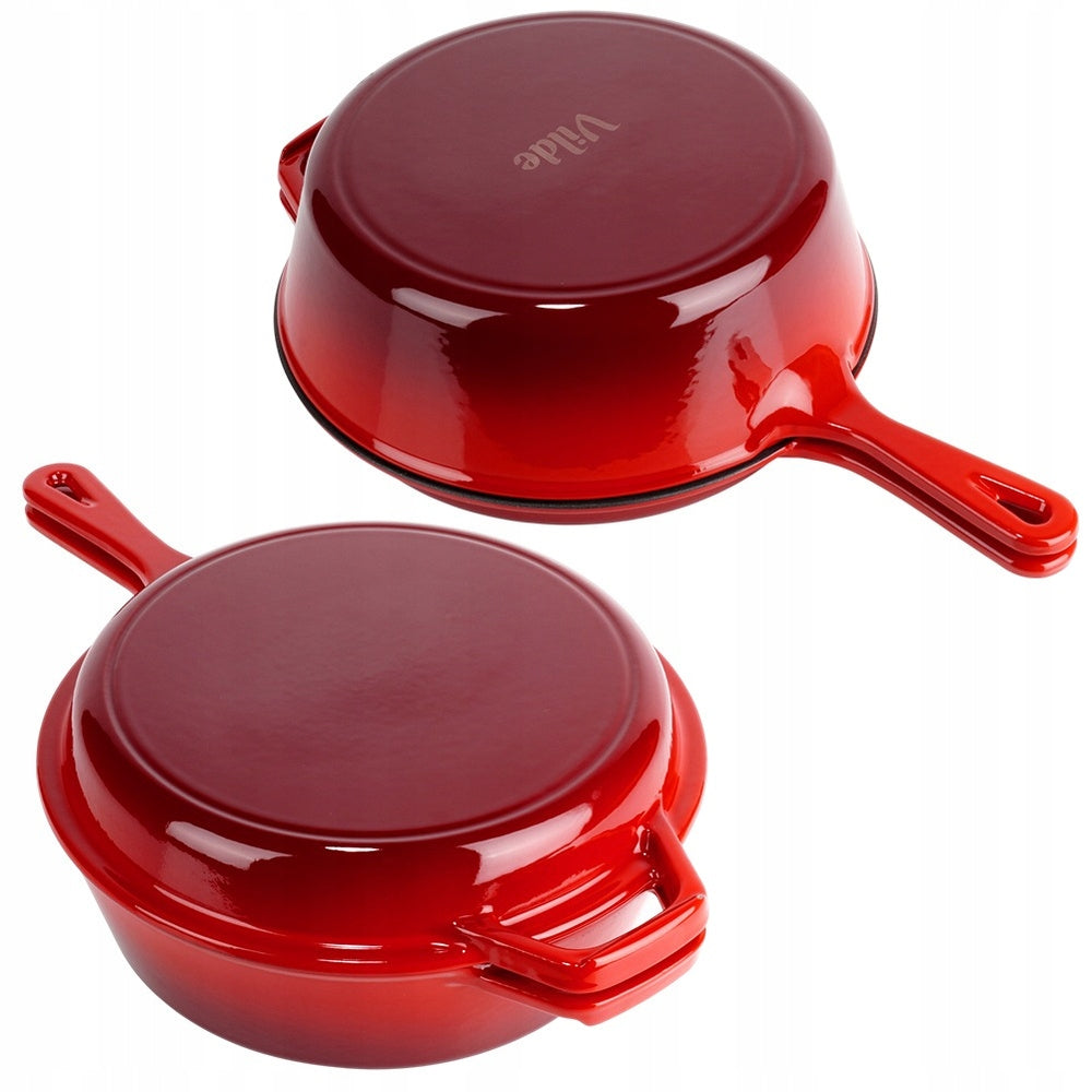 Emaliuotas ketaus puodas, "rondele", troškintuvas, troškintukas, keptuvė, 2in1