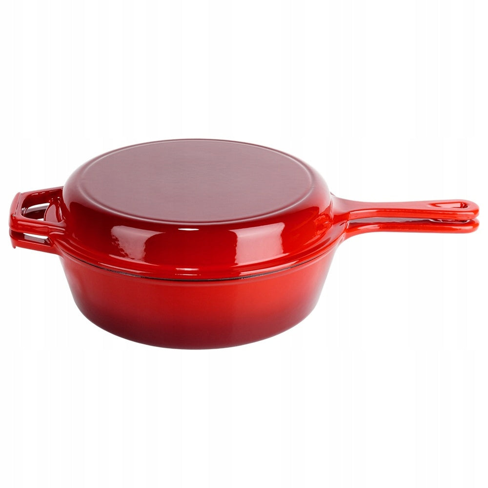 Emaliuotas ketaus puodas, "rondele", troškintuvas, troškintukas, keptuvė, 2in1