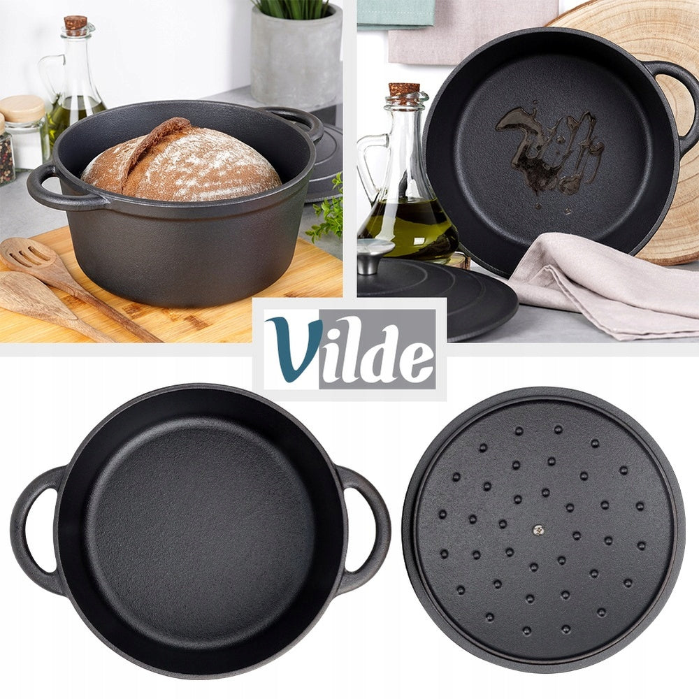 Keta iš ketaus su dangčiu troškintuvui gaminti, kepti, troškinti 3,9L