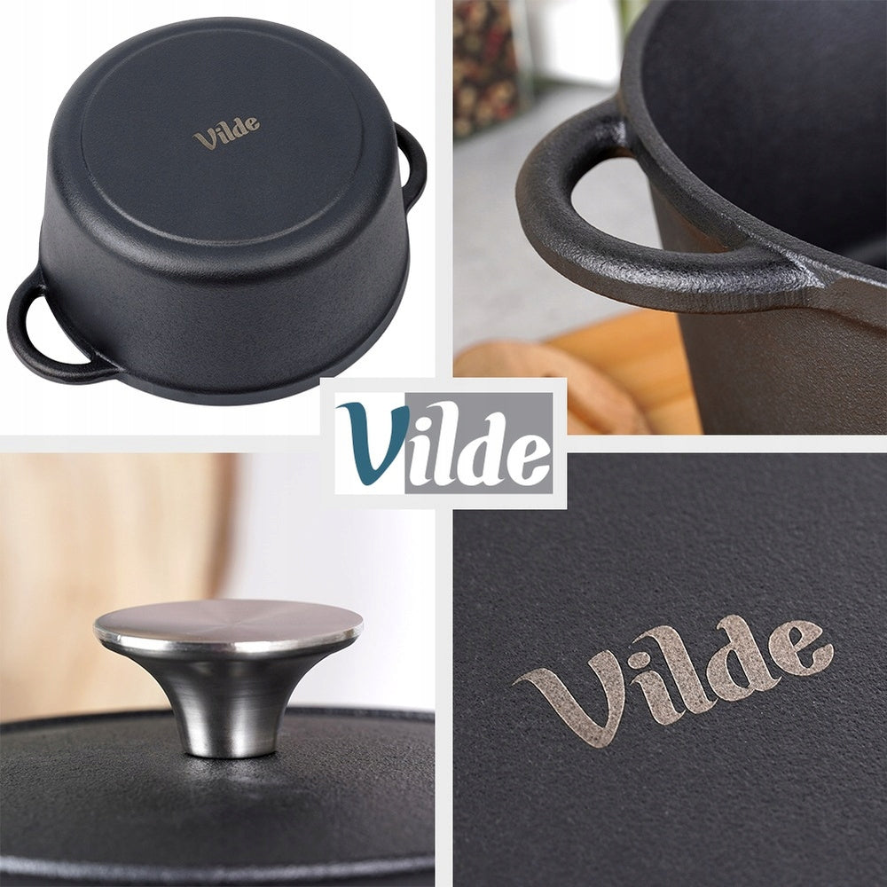 Keta iš ketaus su dangčiu troškintuvui gaminti, kepti, troškinti 3,9L