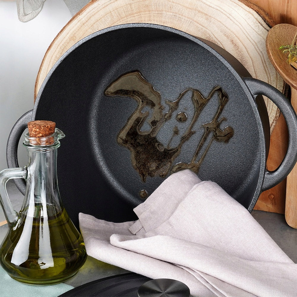 Ketaus puodas su dangčiu, troškintuvas, kepimo forma, apvalus 26 cm 5L