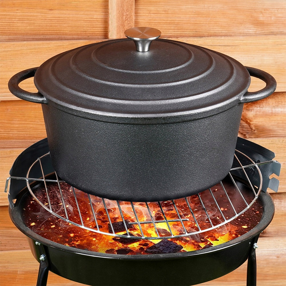 Ketaus puodas su dangčiu, troškintuvas, kepimo forma, apvalus 26 cm 5L