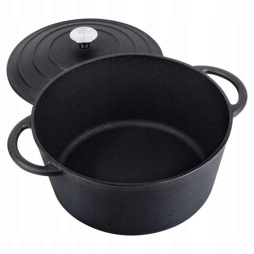 Ketaus puodas su dangčiu, troškintuvas, kepimo forma, apvalus 26 cm 5L