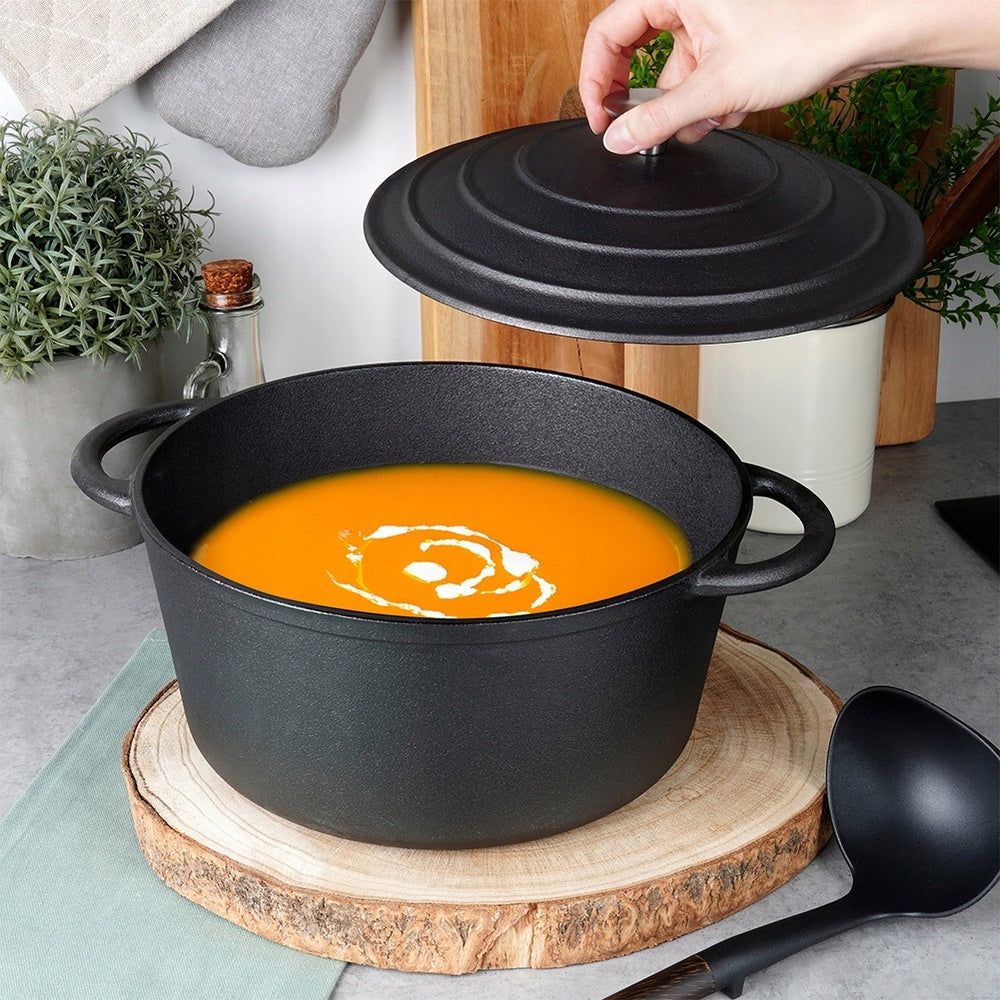 Ketaus puodas su dangčiu, troškintuvas, kepimo forma, apvalus 26 cm 5L