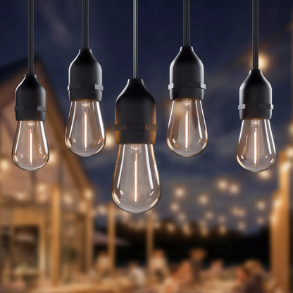 Girlanda świetlna ogrodowa 20 m, 20 żarówek LED E27 + przewód, wodoszczelna
