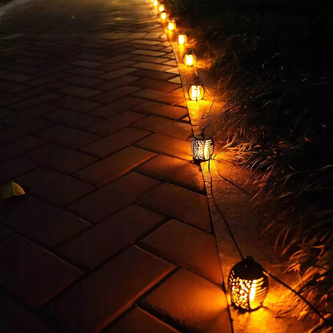 SuperLED saulės energija maitinama LED sodo girlianda 20x LED liepsnos efektas
