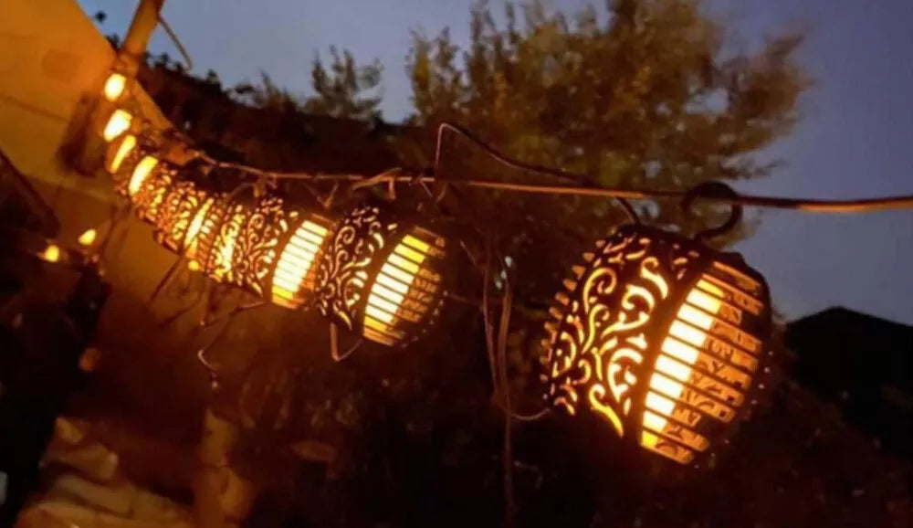 SuperLED saulės energija maitinama LED sodo girlianda 20x LED liepsnos efektas