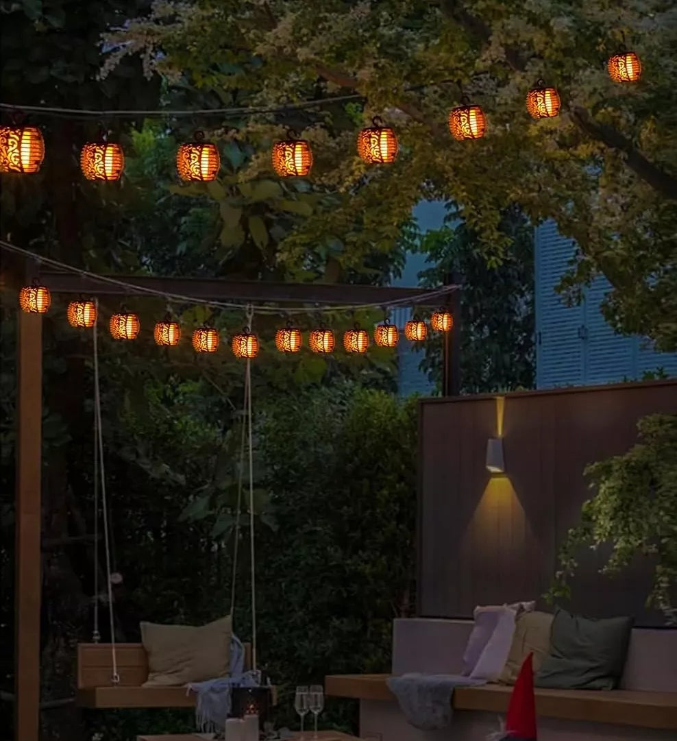 SuperLED saulės energija maitinama LED sodo girlianda 20x LED liepsnos efektas