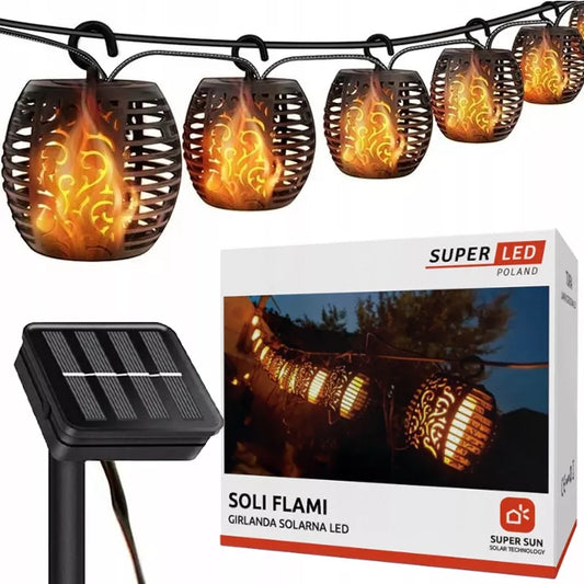 SuperLED saulės energija maitinama LED sodo girlianda 20x LED liepsnos efektas